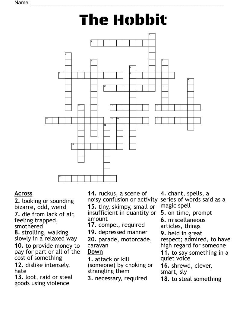 The Hobbit Crossword