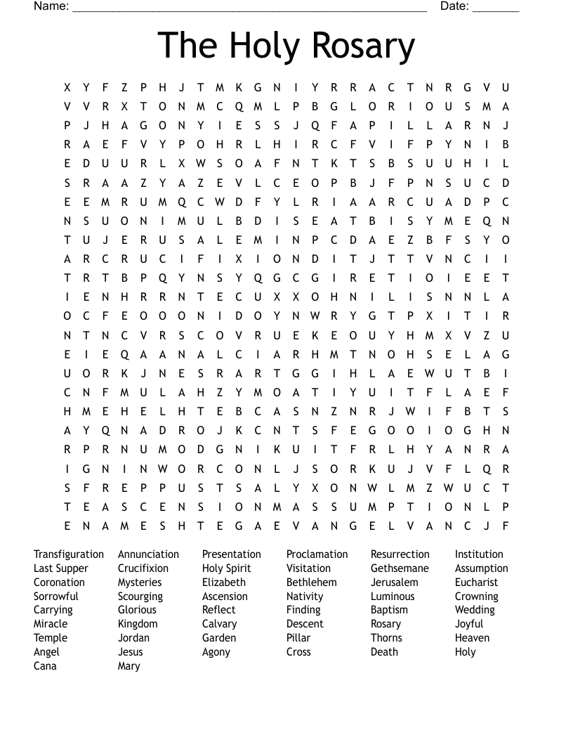 The Holy Rosary Word Search