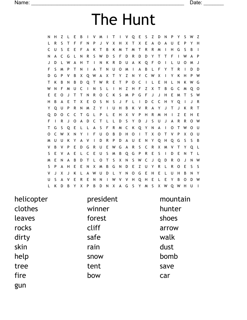 The Hunt Word Search
