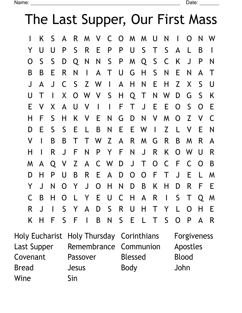 The Last Supper, Our First Mass Word Search