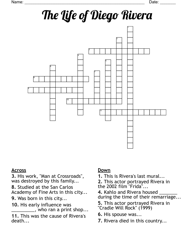 The Life of Diego Rivera Crossword