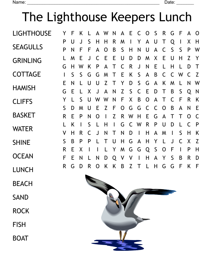 The Lighthouse Keepers Lunch Word Search