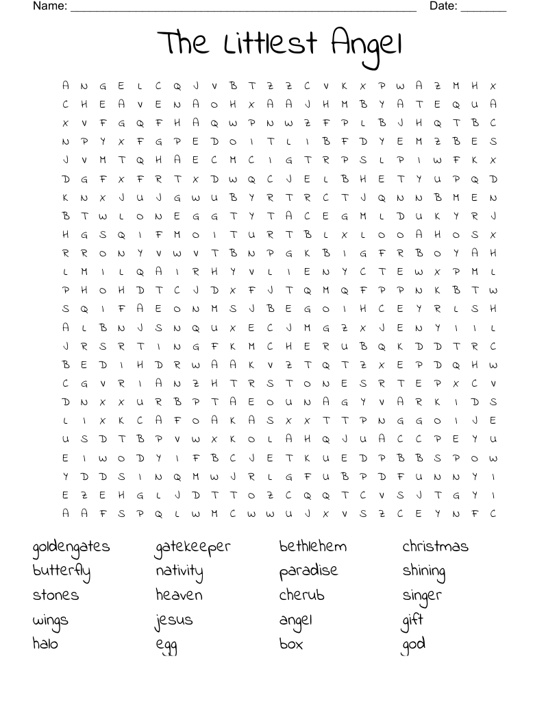 The Littlest Angel Word Search