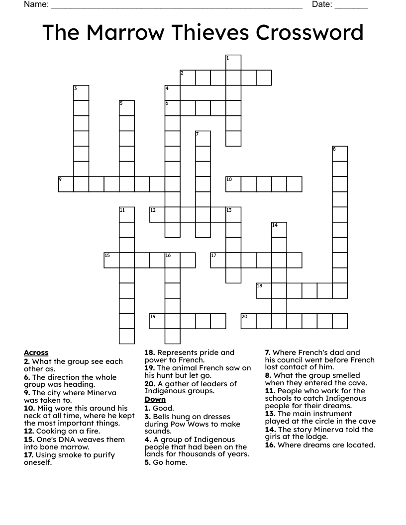 The Marrow Thieves Crossword