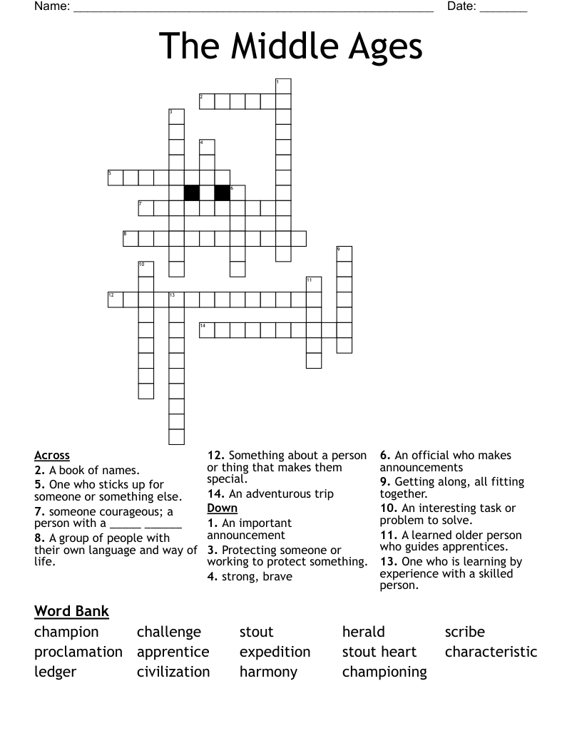 The Middle Ages Crossword