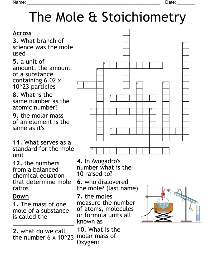 The Mole & Stoichiometry Crossword