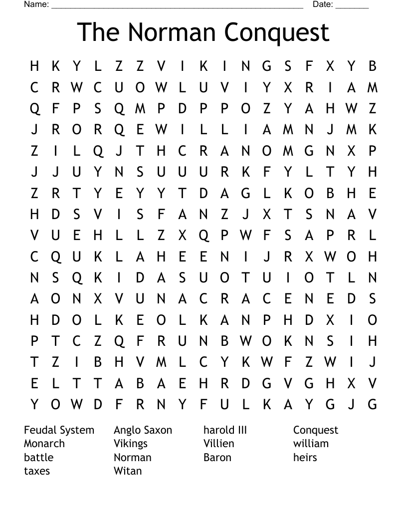 The Norman Conquest Word Search