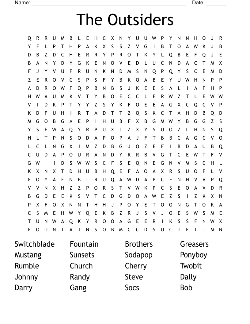 The Outsiders Word Search