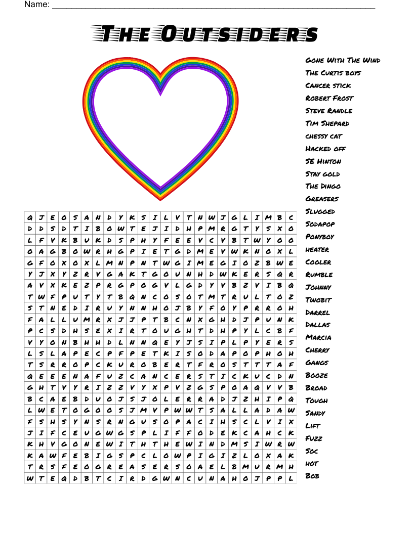 The Outsiders Word Search