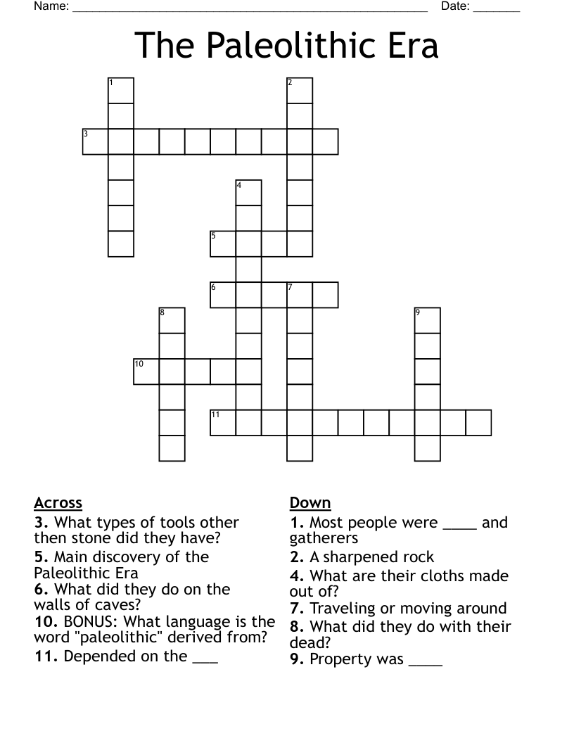 The Paleolithic Era Crossword