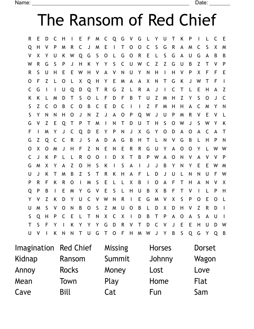 The Ransom of Red Chief Word Search