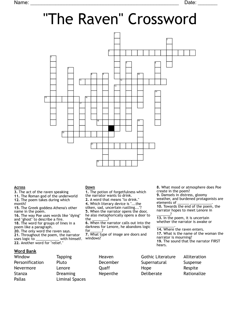"The Raven" Crossword