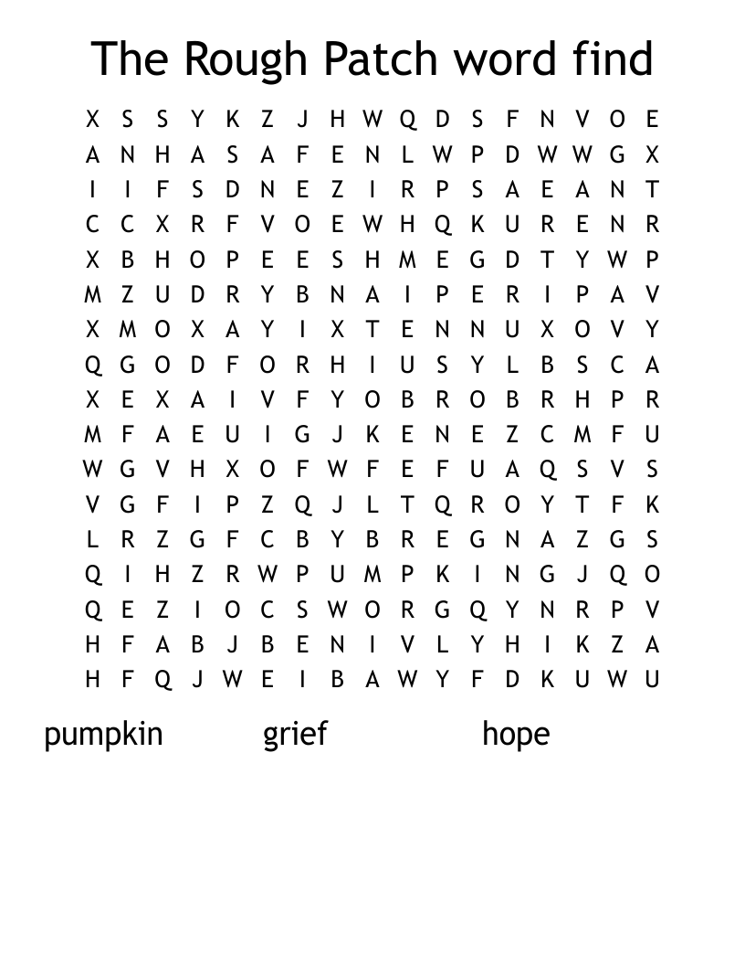 The Rough Patch word find Word Search