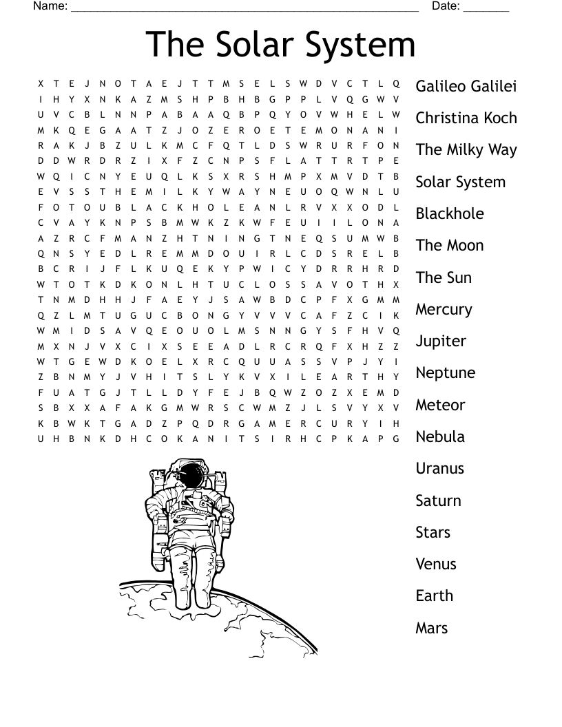 The Solar System Word Search