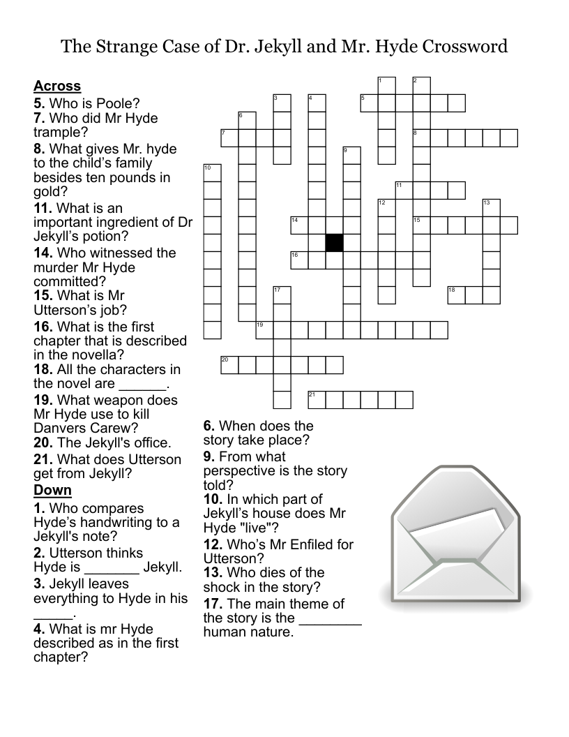 The Strange Case of Dr. Jekyll and Mr. Hyde Crossword 