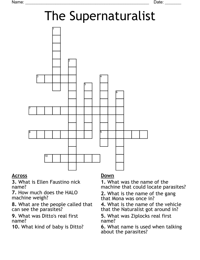 The Supernaturalist Crossword