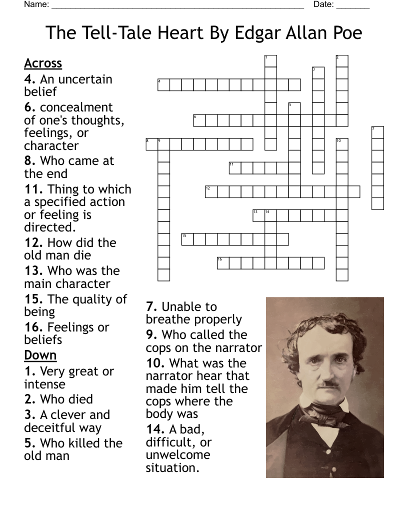 The Tell-Tale Heart By Edgar Allan Poe  Crossword