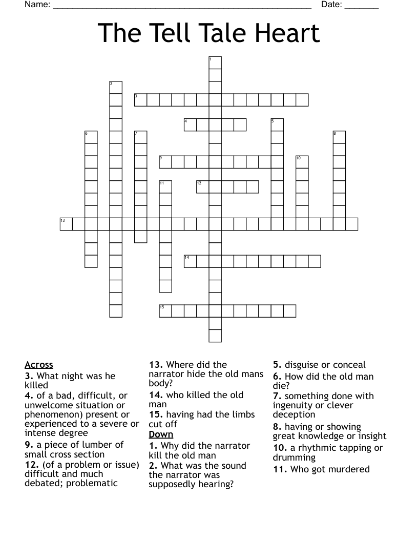 The Tell Tale Heart Crossword