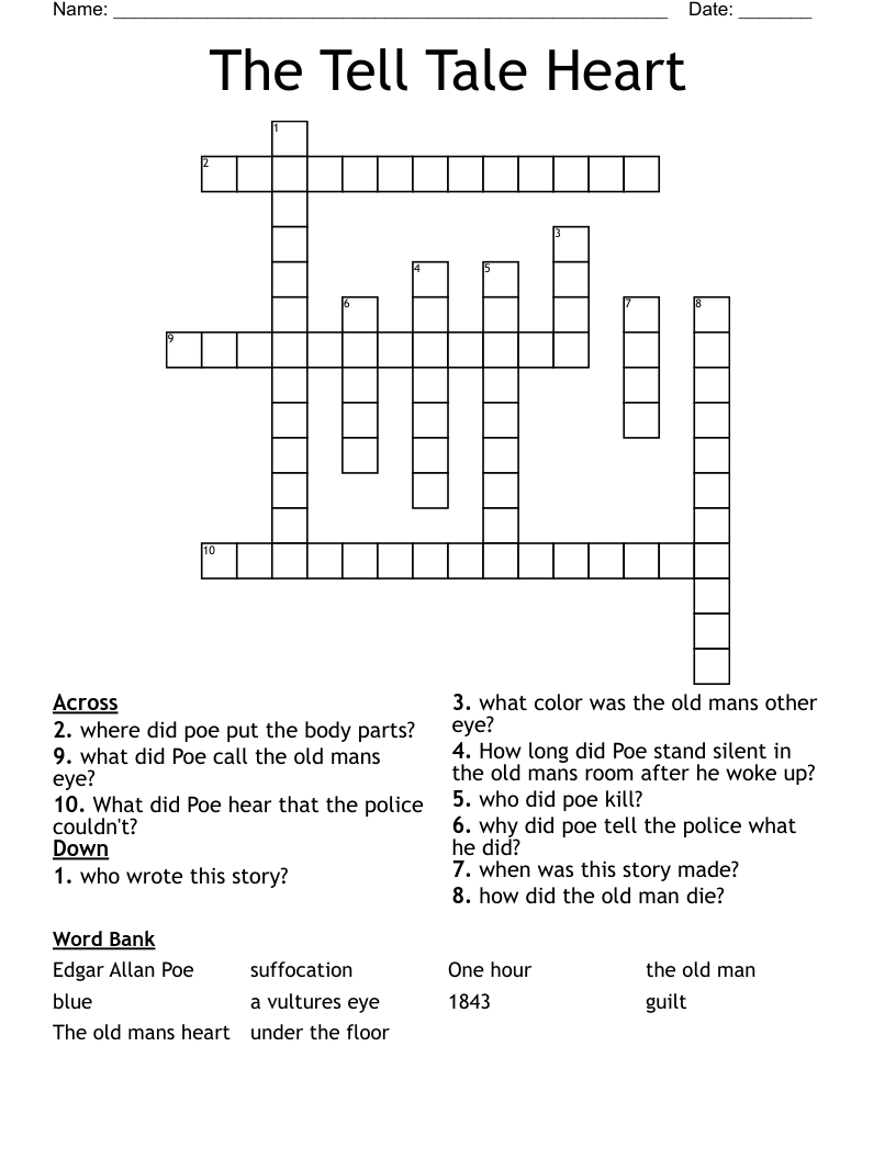 The Tell Tale Heart Crossword