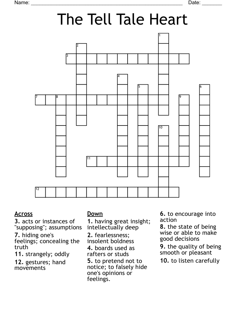 The Tell Tale Heart Crossword