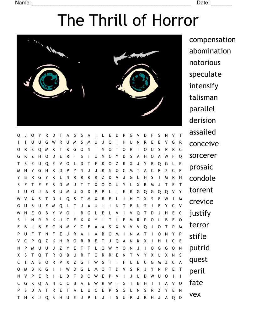 The Thrill of Horror Word Search