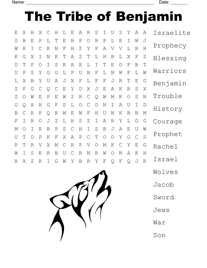 The Tribe of Benjamin  Word Search