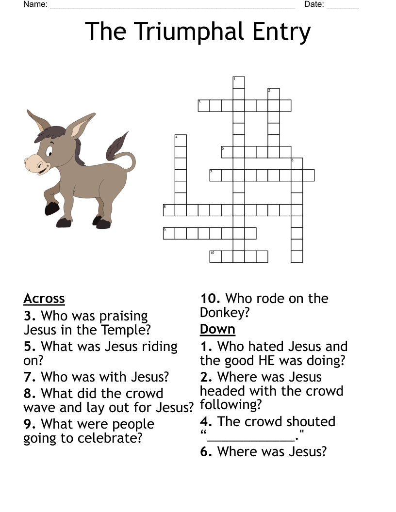 The Triumphal Entry Crossword