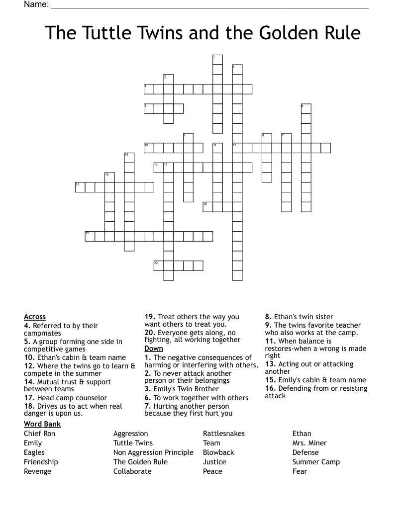 The Tuttle Twins and the Golden Rule  Crossword
