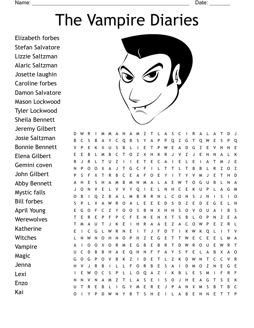The Vampire Diaries  Word Search