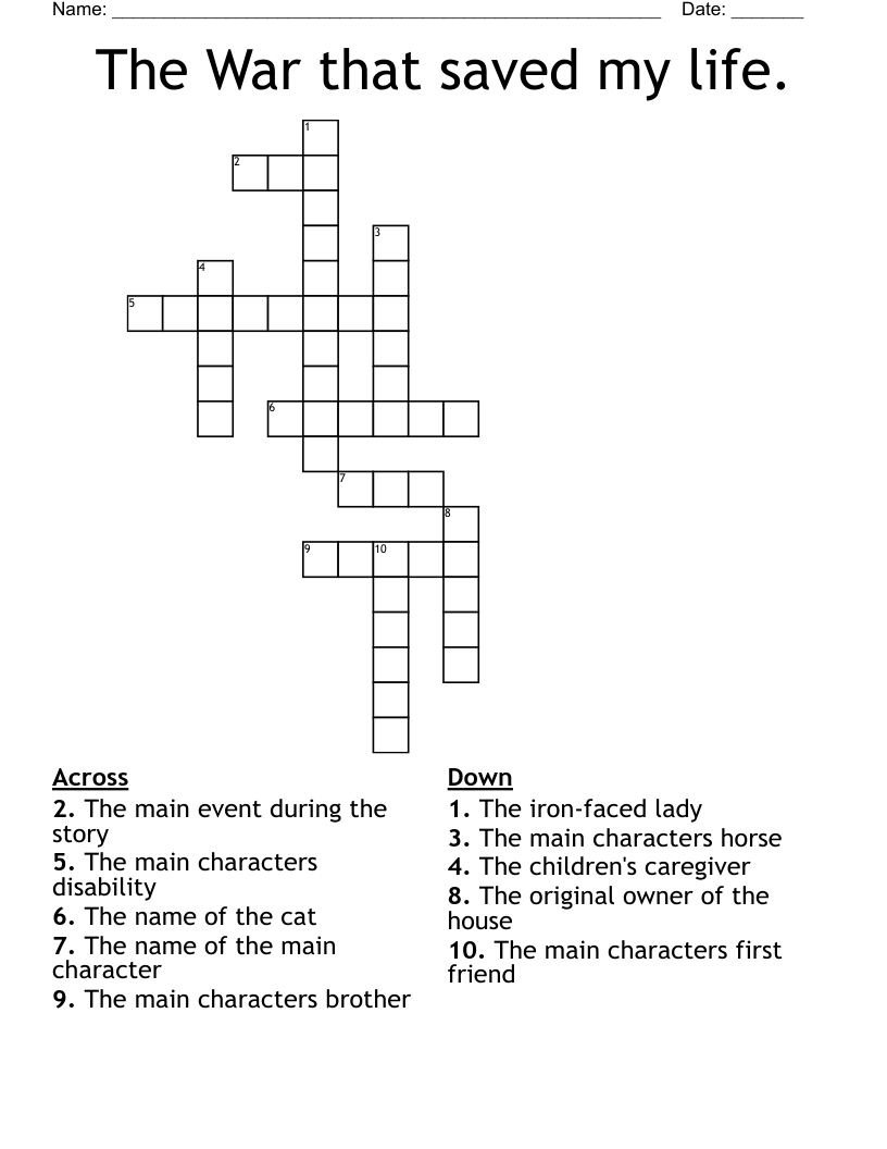 The War that saved my life. Crossword
