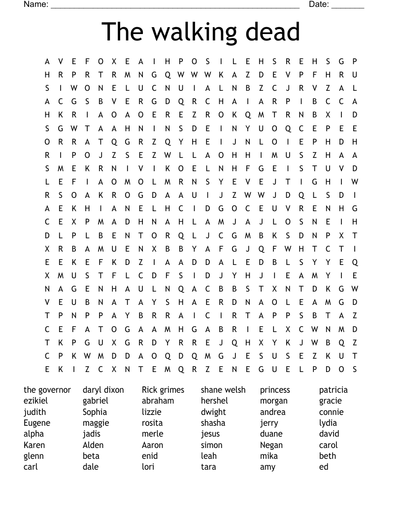 The walking dead Word Search