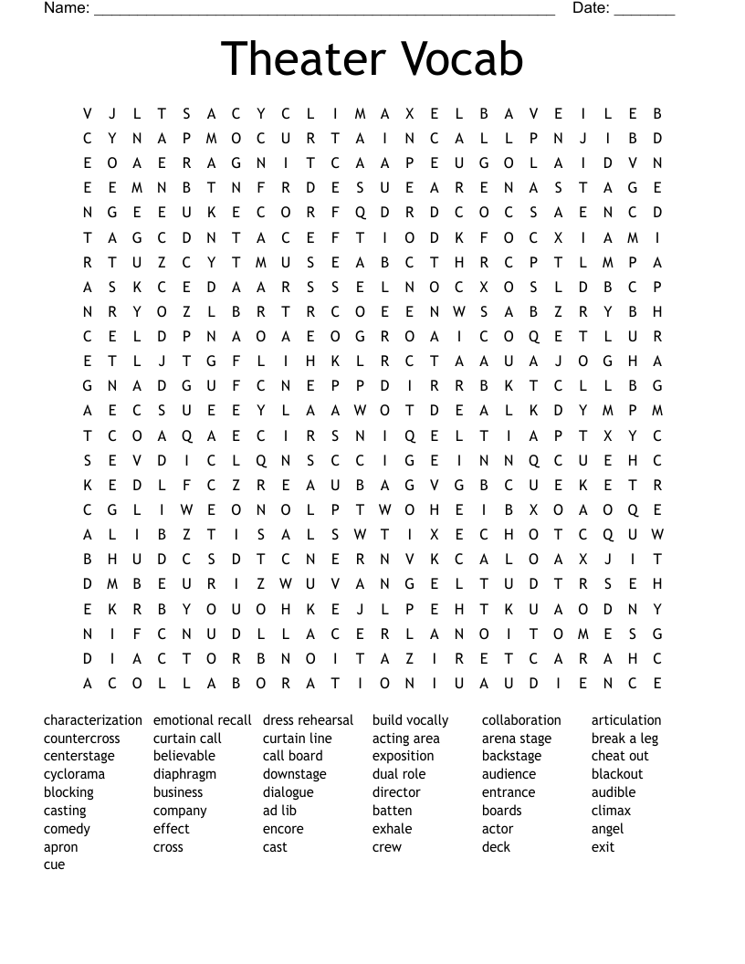 Theater Vocab Word Search