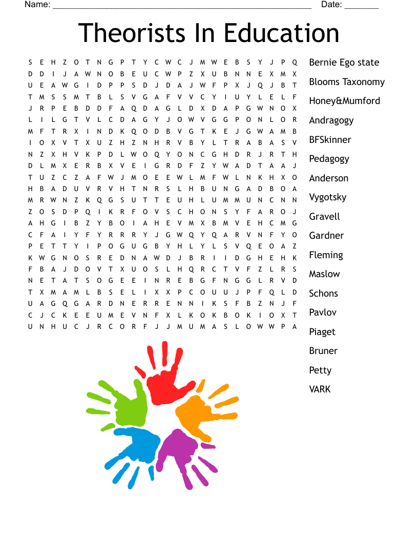 Theorists In Education Word Search