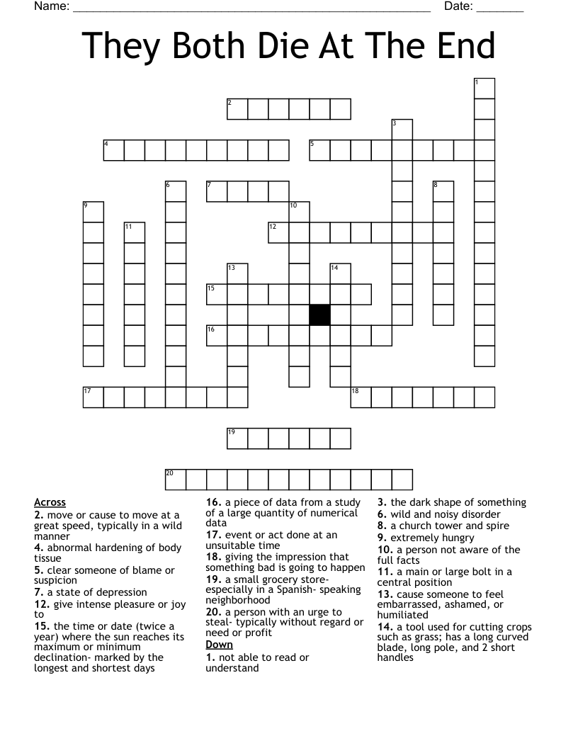 They Both Die At The End Crossword