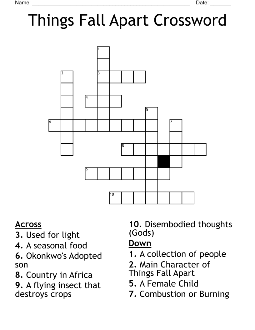 Things Fall Apart Crossword