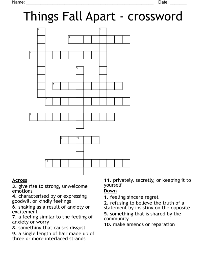 Things Fall Apart - crossword 