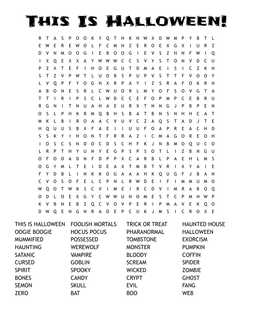 This Is Halloween! Word Search