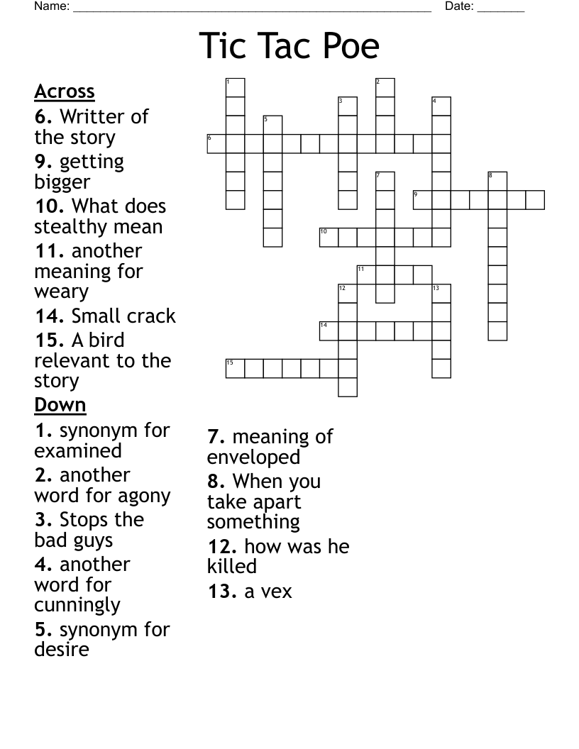 Tic Tac Poe Crossword