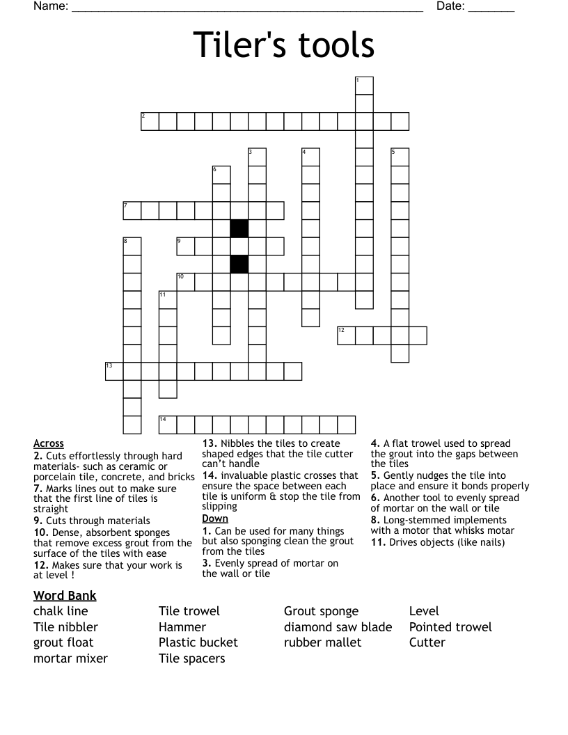 Tiler's tools Crossword