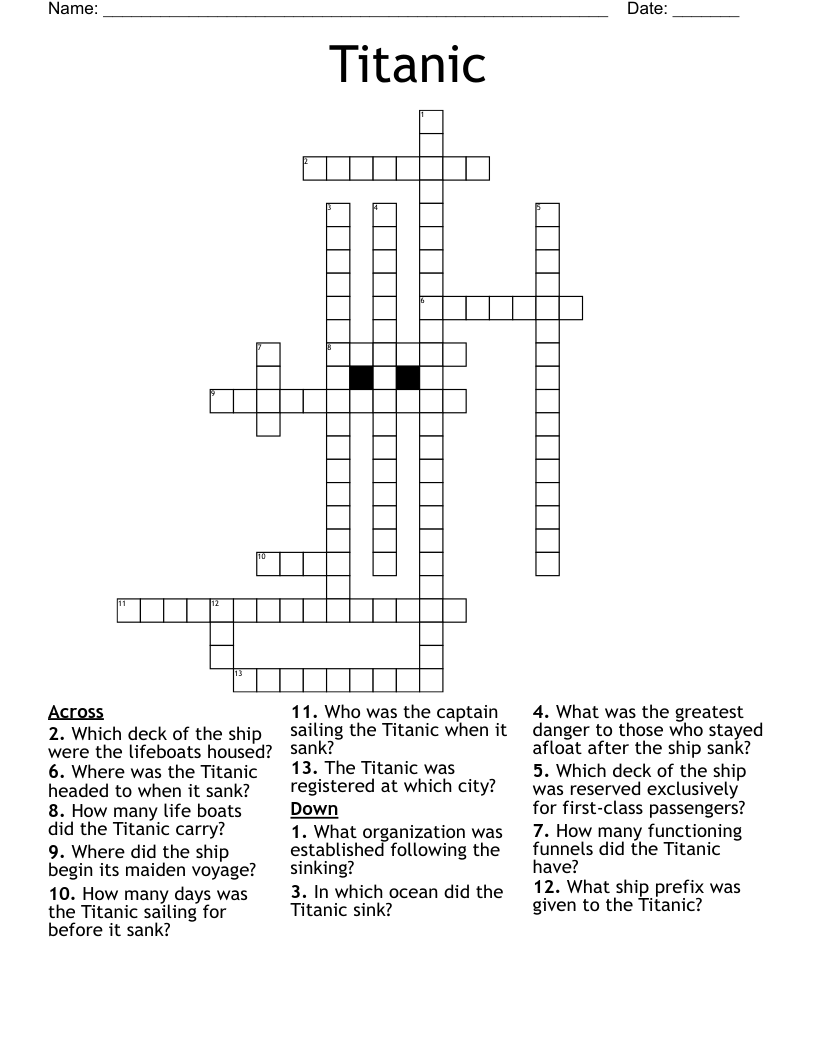 Titanic Crossword
