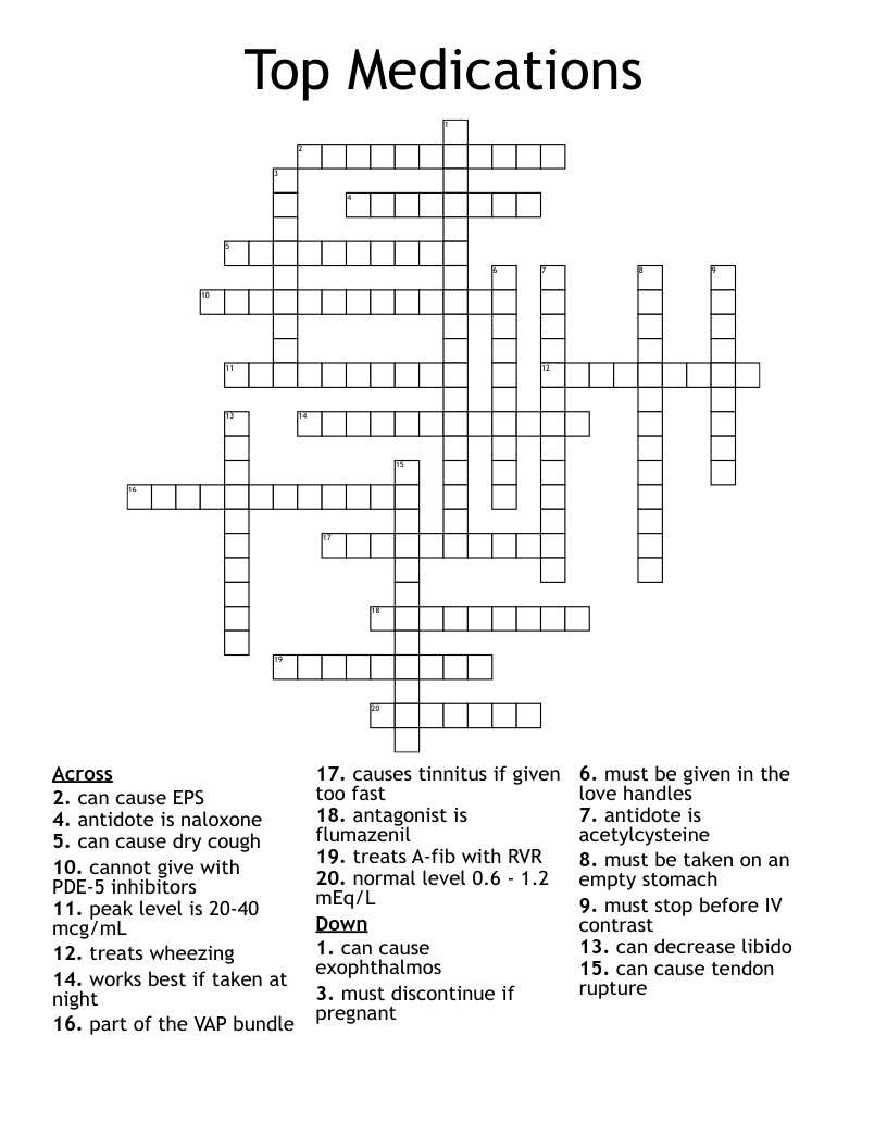 Top Medications Crossword