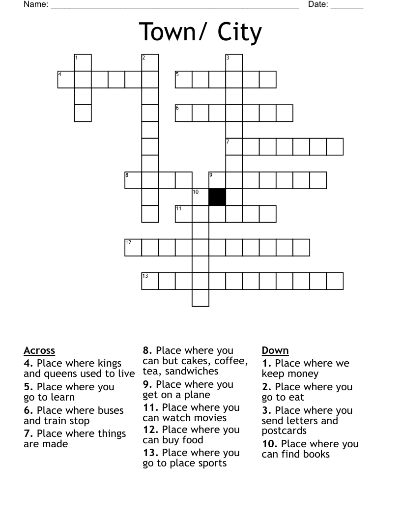 Town/ City Crossword