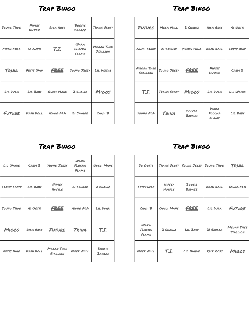 Trap Bingo