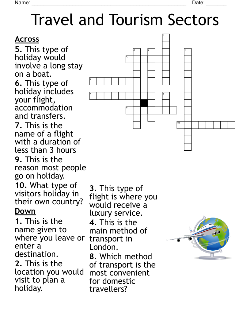 Travel and Tourism Sectors Crossword