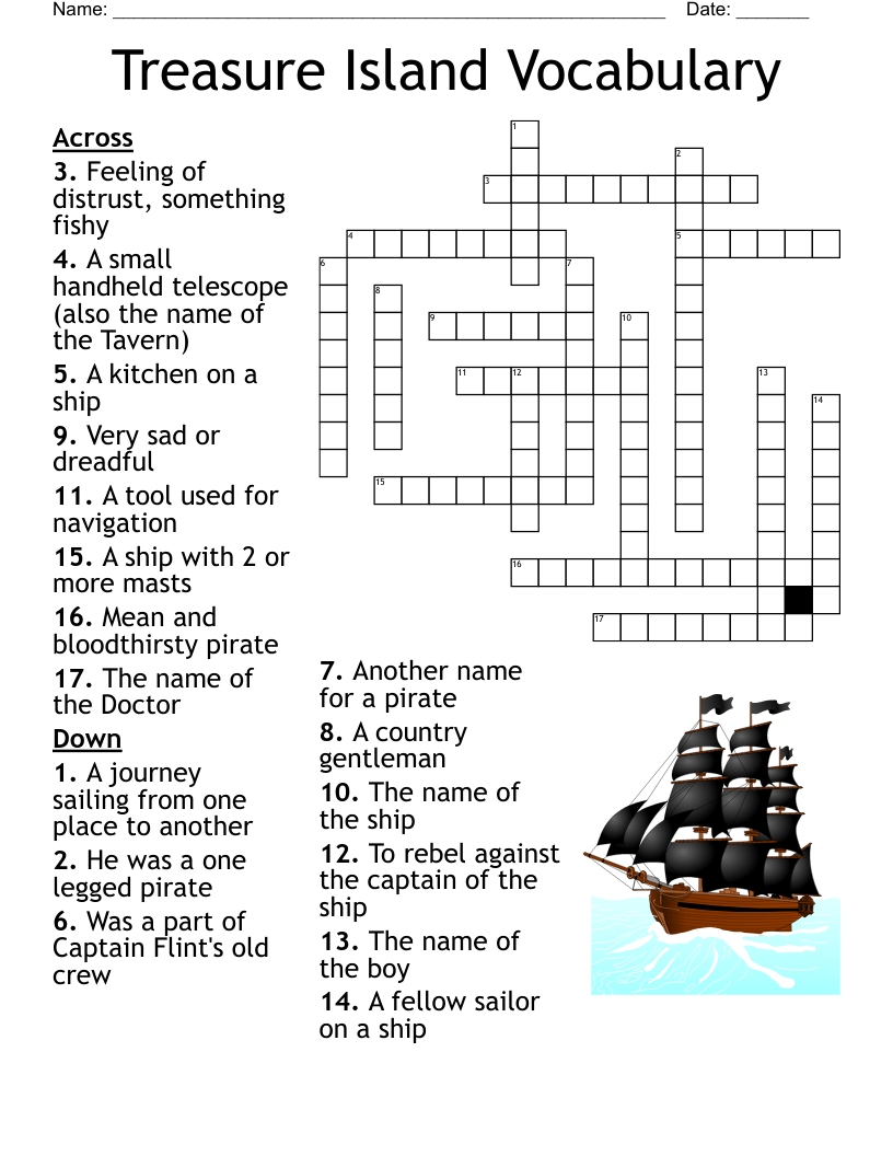 Treasure Island Vocabulary Crossword