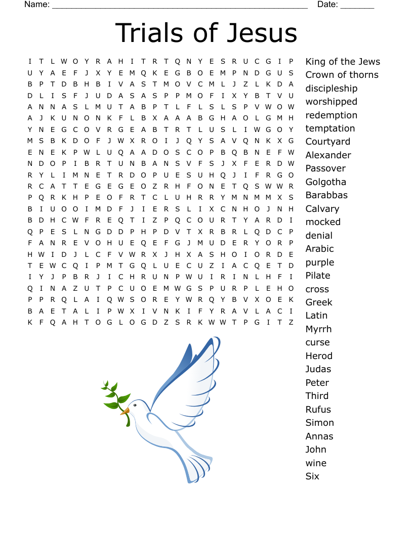 Trials of Jesus Word Search