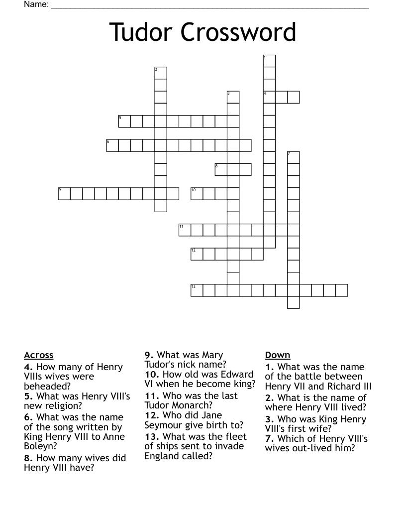 Tudor Crossword