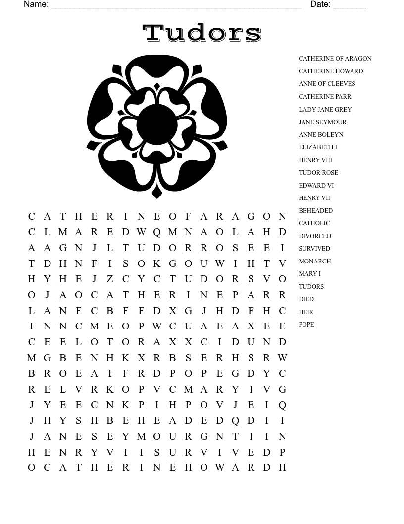 Tudors Word Search