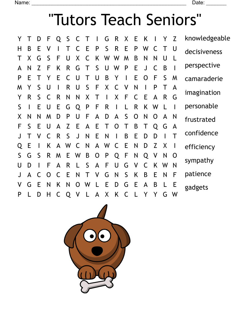 "Tutors Teach Seniors" Word Search