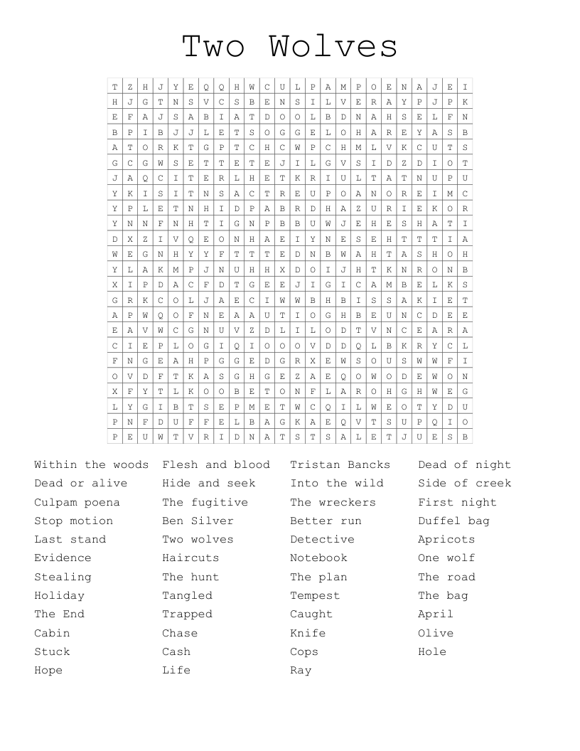 Two Wolves Word Search
